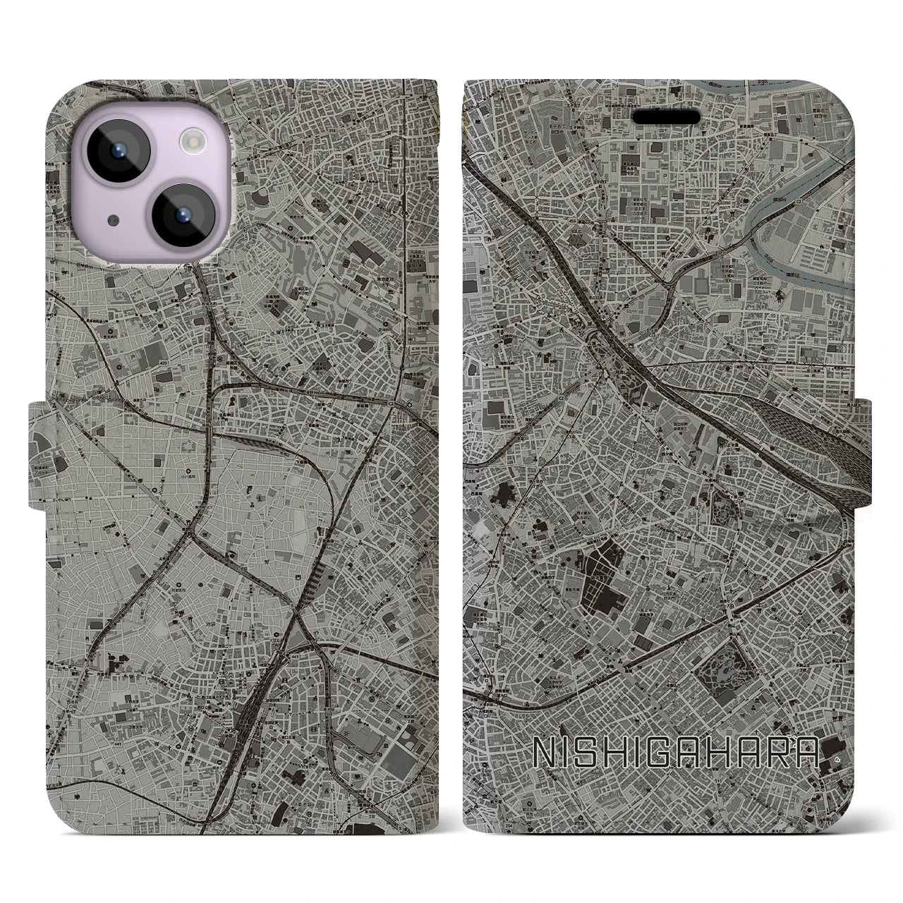【西ケ原(東京都)】地図柄iPhoneケース(手帳タイプ)
