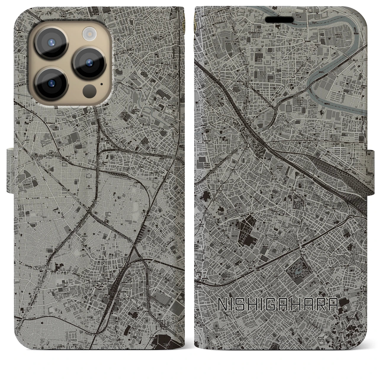 【西ケ原(東京都)】地図柄iPhoneケース(手帳タイプ)
