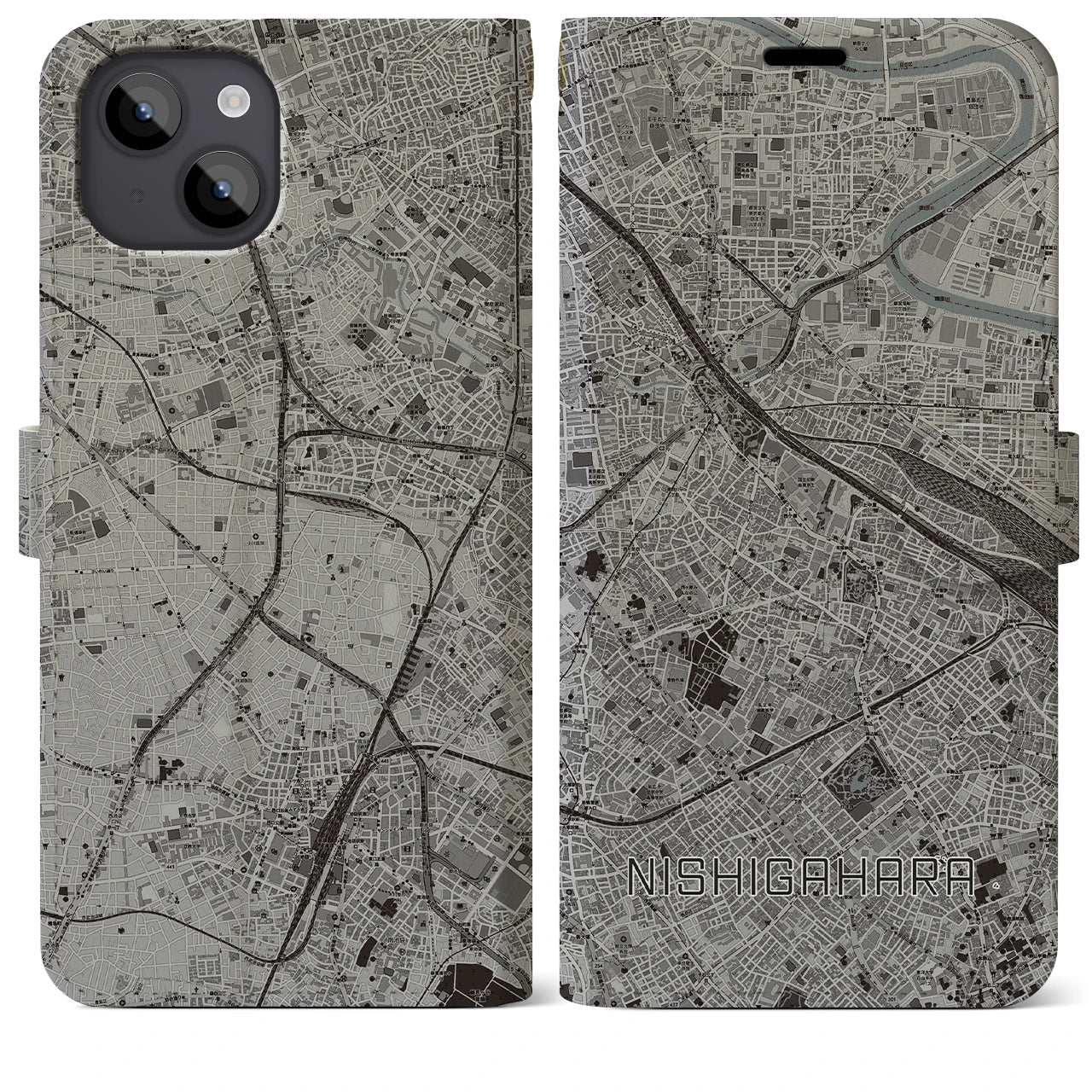 【西ケ原(東京都)】地図柄iPhoneケース(手帳タイプ)