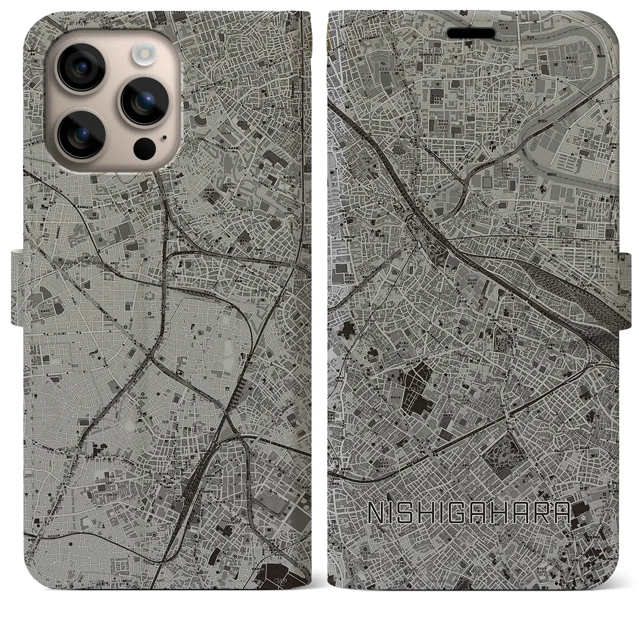【西ケ原(東京都)】地図柄iPhoneケース(手帳タイプ)