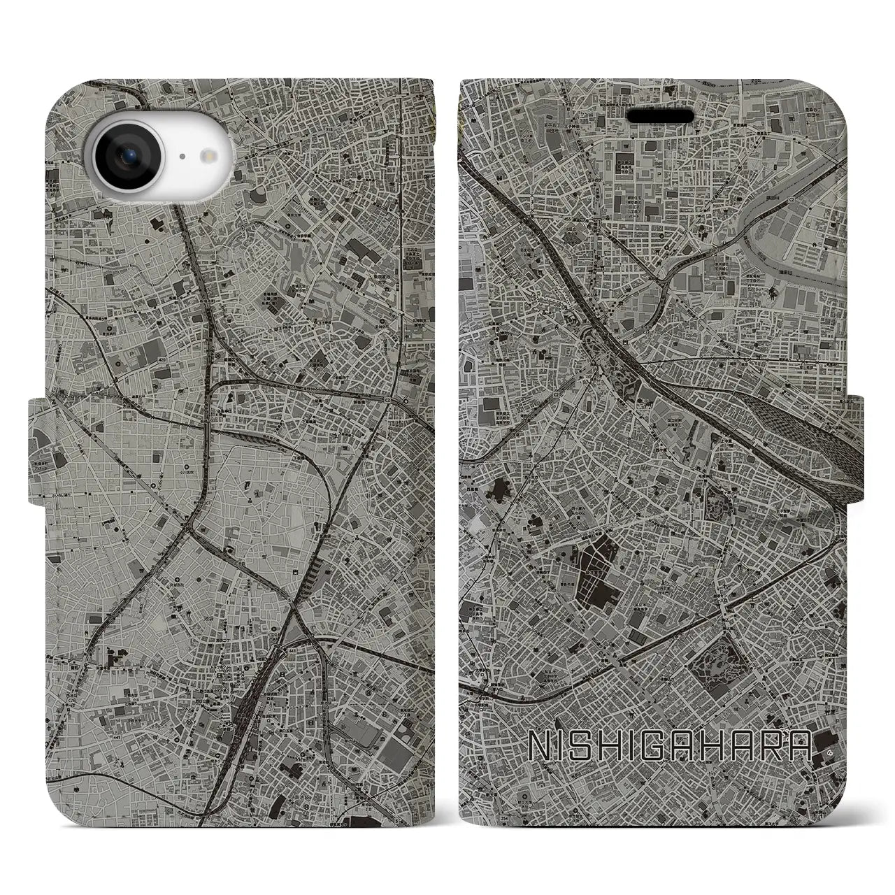 【西ケ原(東京都)】地図柄iPhoneケース(手帳タイプ)