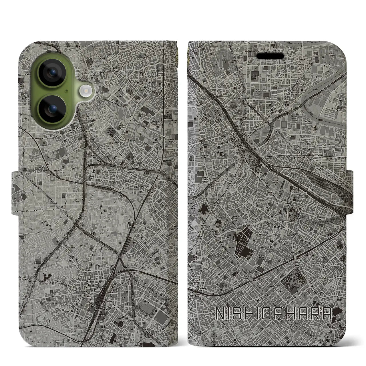 【西ケ原(東京都)】地図柄iPhoneケース(手帳タイプ)