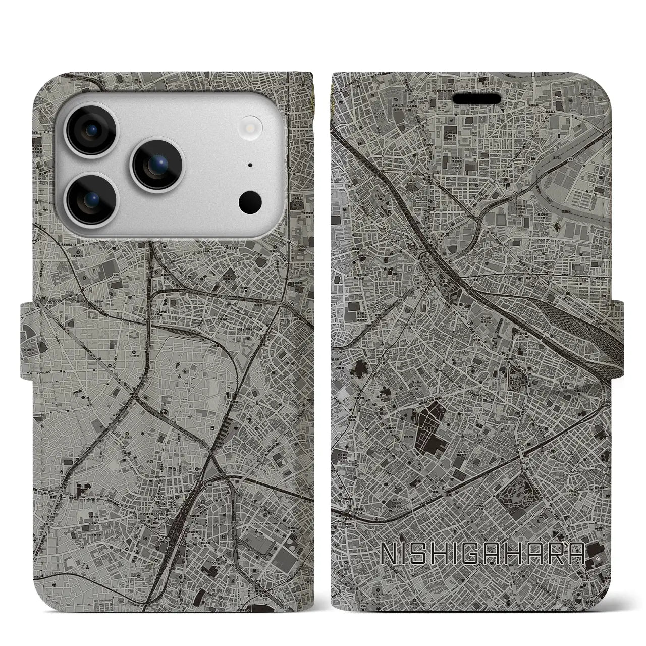 【西ケ原(東京都)】地図柄iPhoneケース(手帳タイプ)