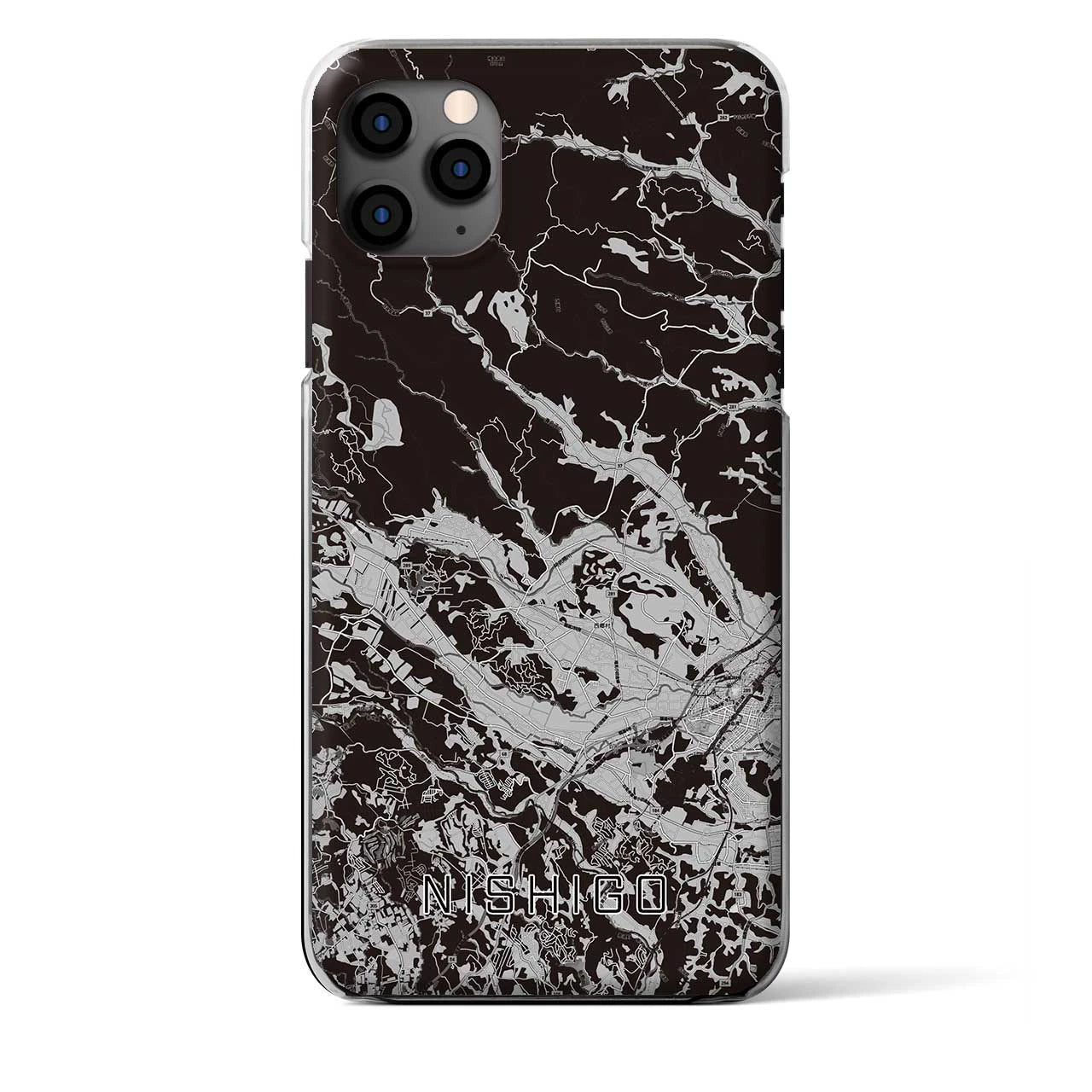 【西郷(福島県)】地図柄iPhoneケース(クリアタイプ)モノトーン・iPhone 11 Pro Max 用