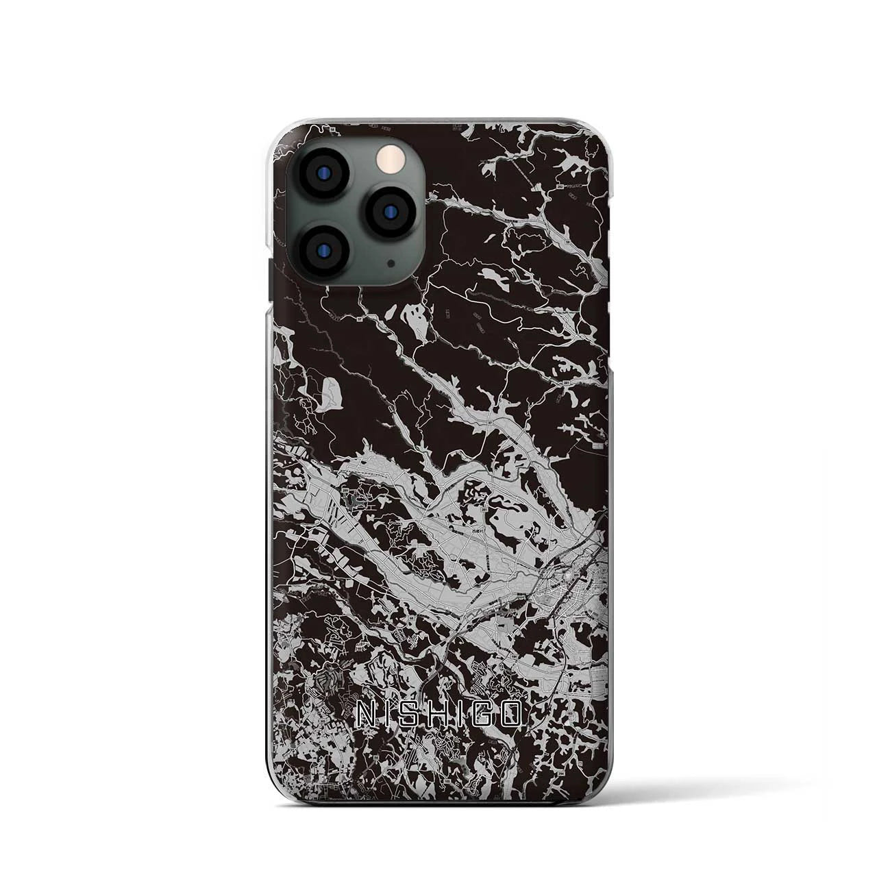【西郷(福島県)】地図柄iPhoneケース(クリアタイプ)モノトーン・iPhone 11 Pro 用