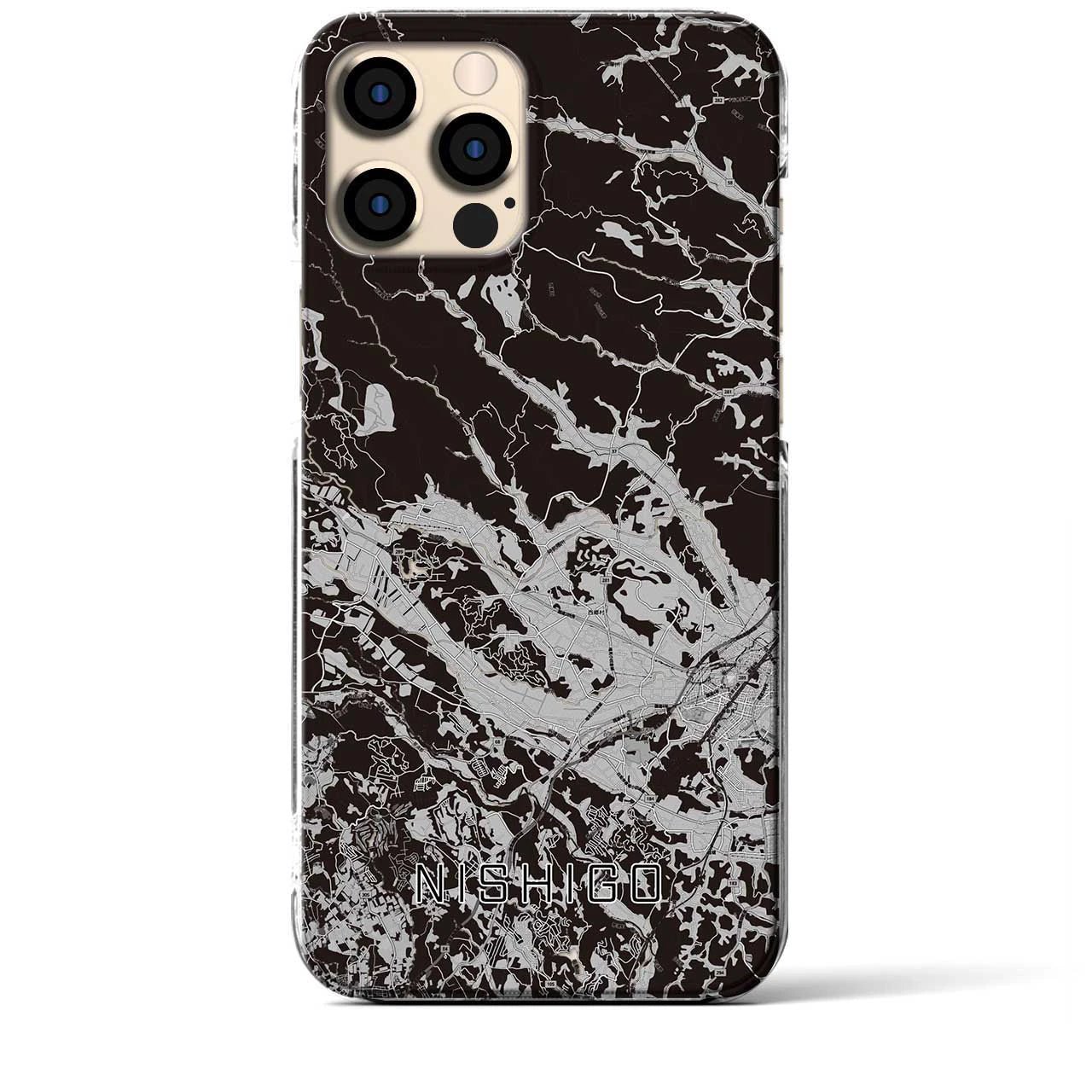 【西郷(福島県)】地図柄iPhoneケース(クリアタイプ)モノトーン・iPhone 12 Pro Max 用