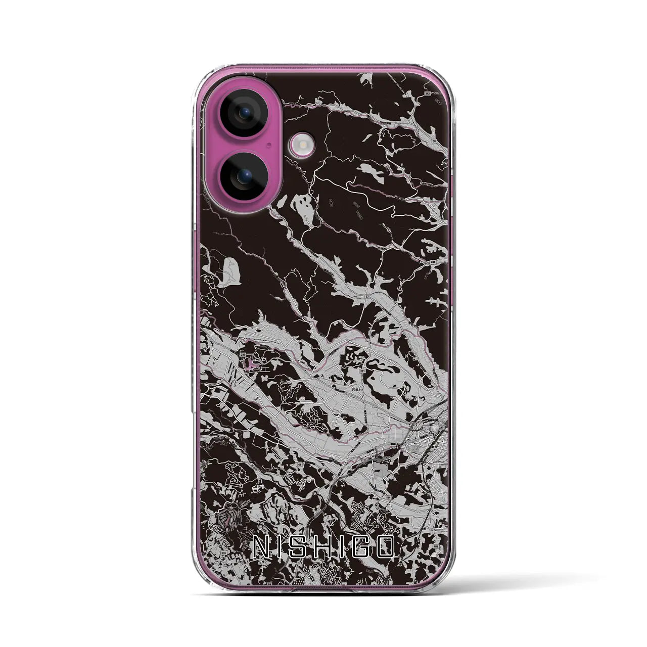 【西郷(福島県)】地図柄iPhoneケース(クリアタイプ)モノトーン・iPhone 16 Pro 用