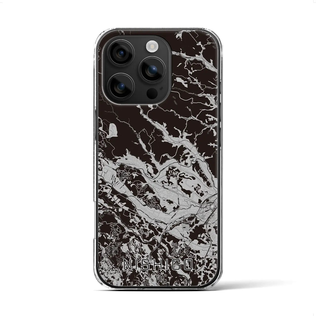 【西郷(福島県)】地図柄iPhoneケース(クリアタイプ)モノトーン・iPhone 16 用