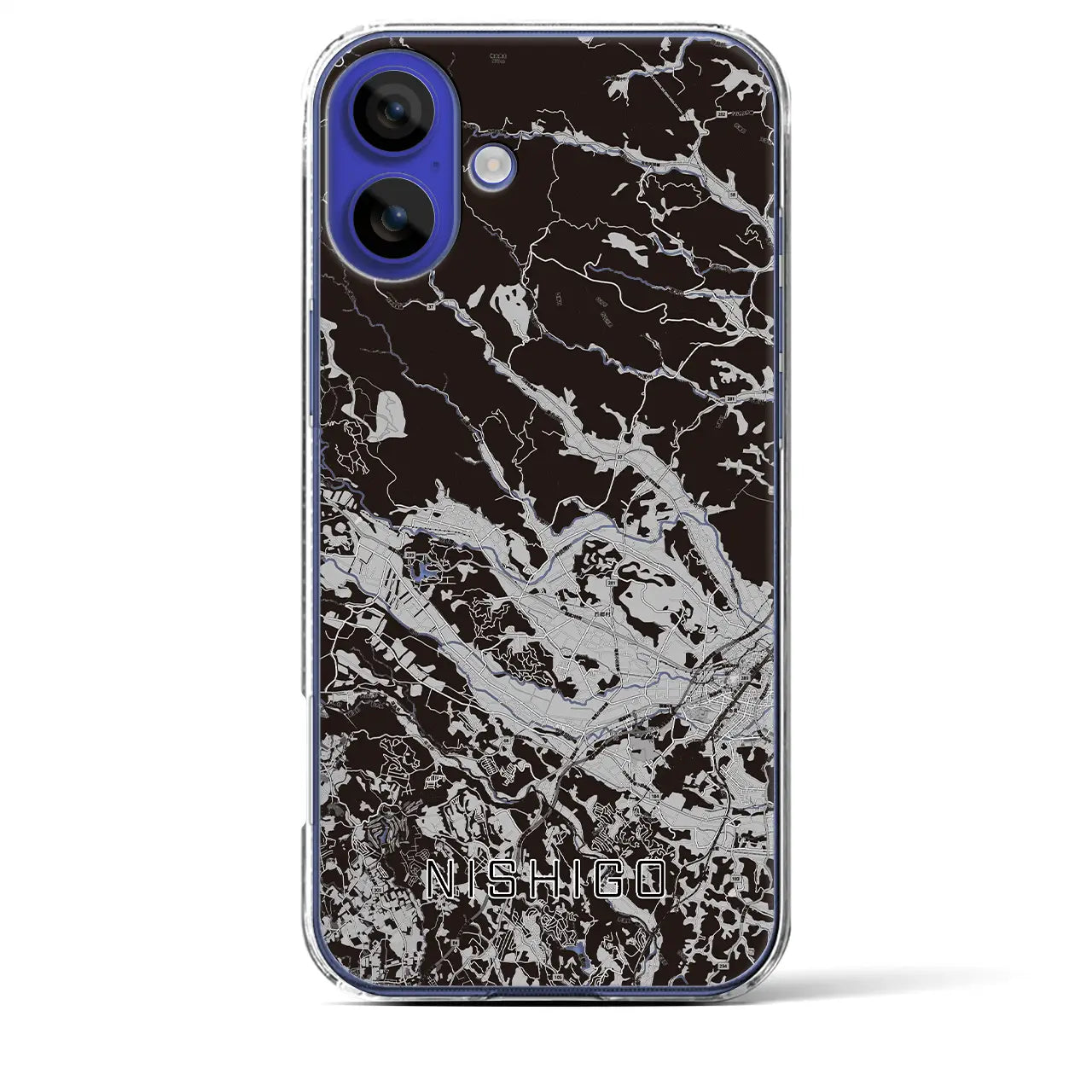 【西郷(福島県)】地図柄iPhoneケース(クリアタイプ)モノトーン・iPhone 16 Pro Max 用