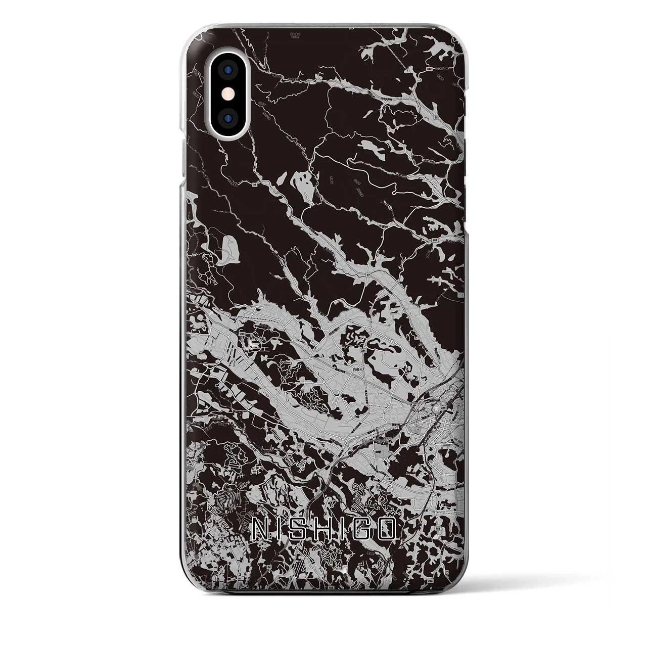 【西郷(福島県)】地図柄iPhoneケース(クリアタイプ)モノトーン・iPhone XS Max 用