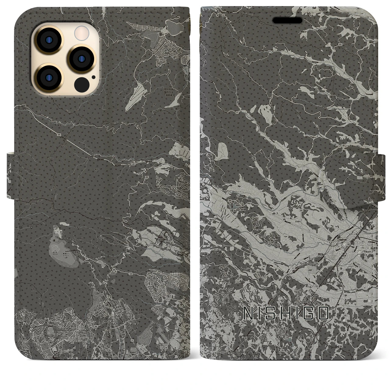 【西郷(福島県)】地図柄iPhoneケース(手帳タイプ)