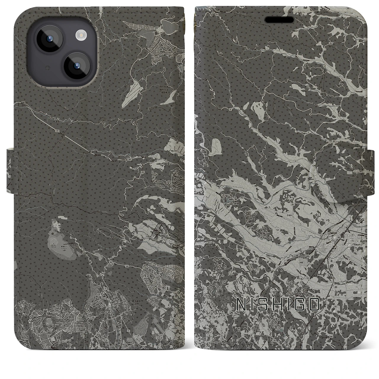 【西郷(福島県)】地図柄iPhoneケース(手帳タイプ)