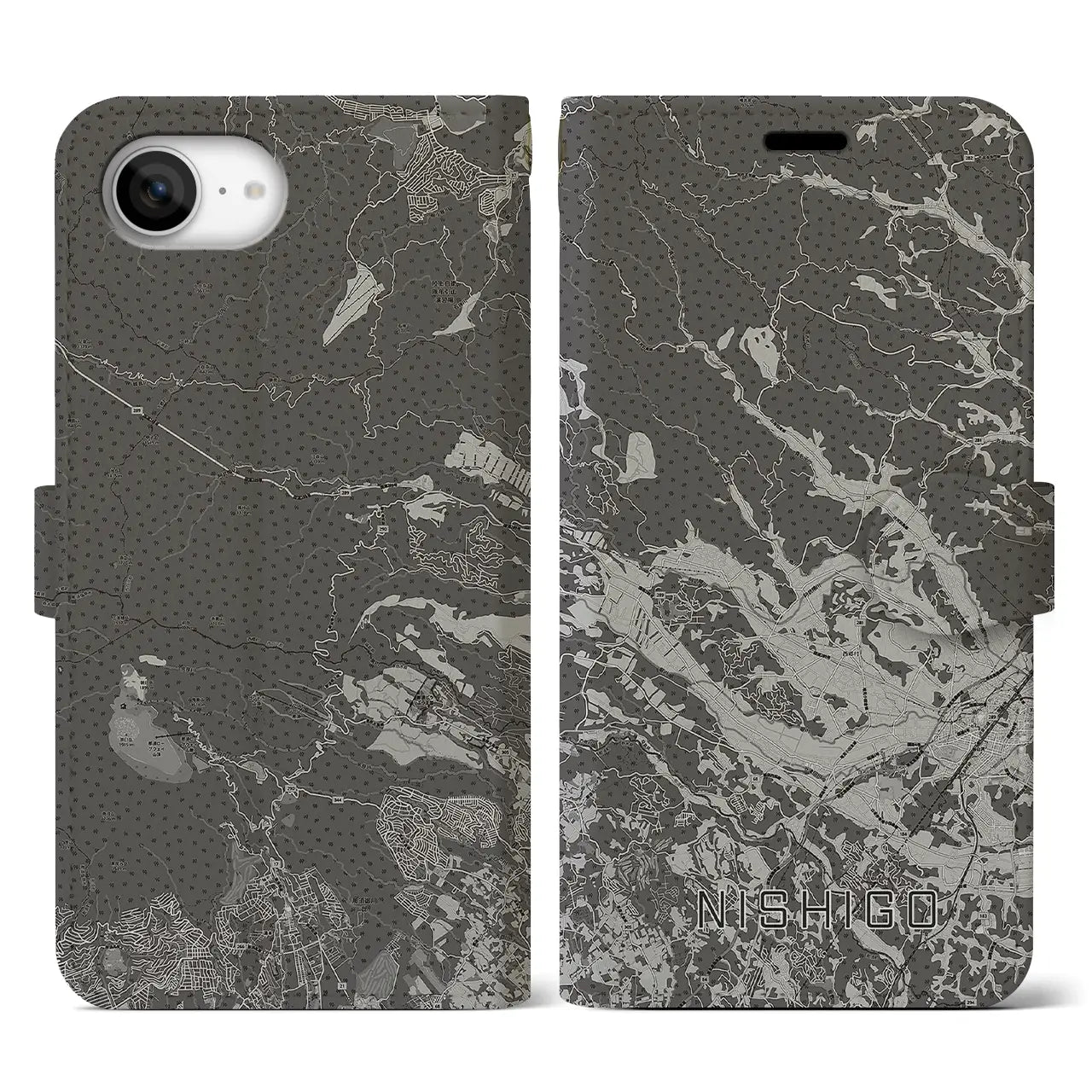 【西郷(福島県)】地図柄iPhoneケース(手帳タイプ)