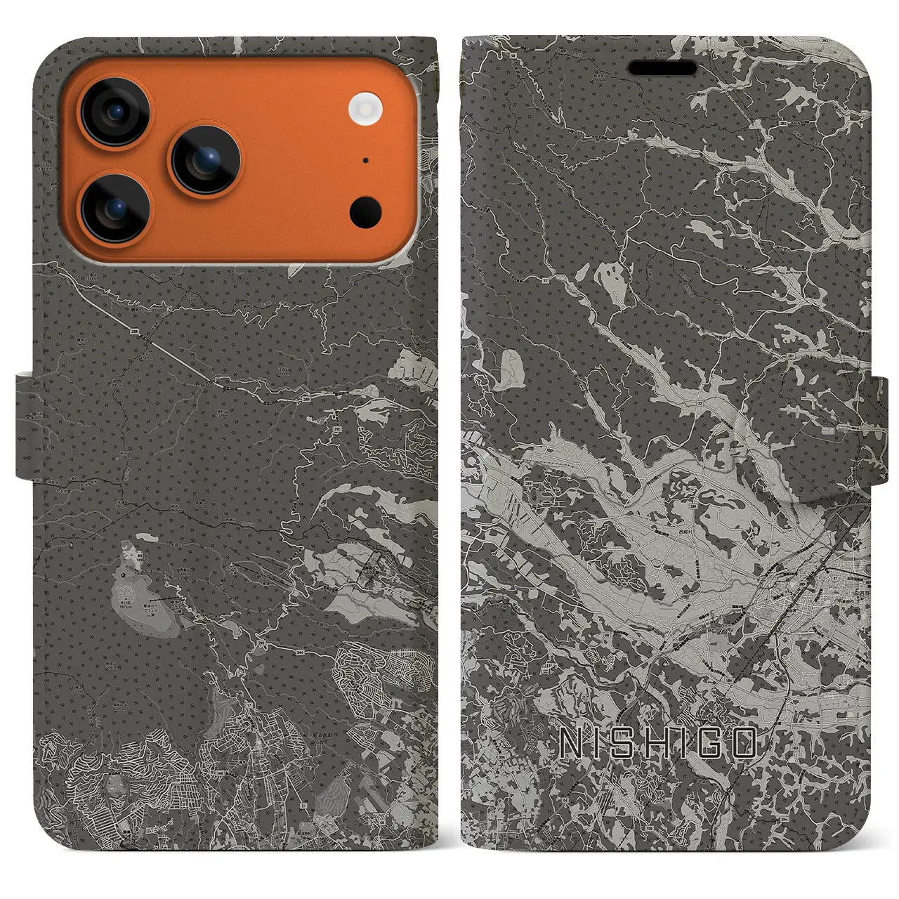 【西郷(福島県)】地図柄iPhoneケース(手帳タイプ)