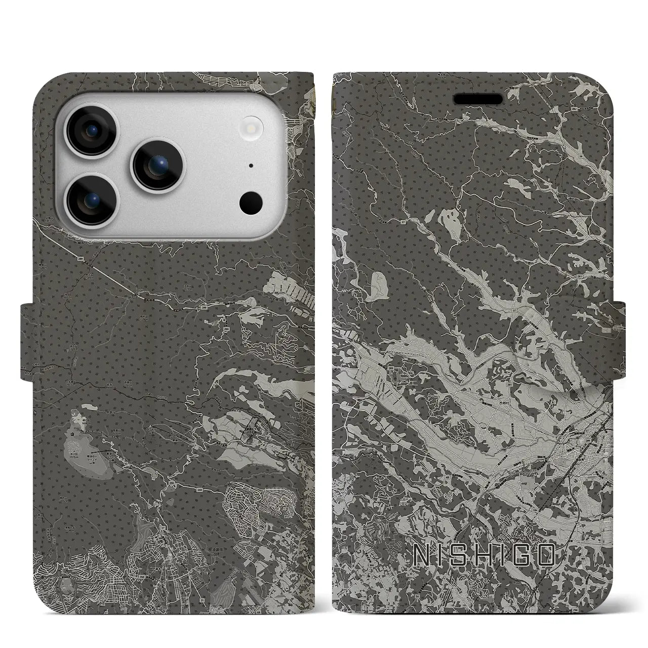 【西郷(福島県)】地図柄iPhoneケース(手帳タイプ)