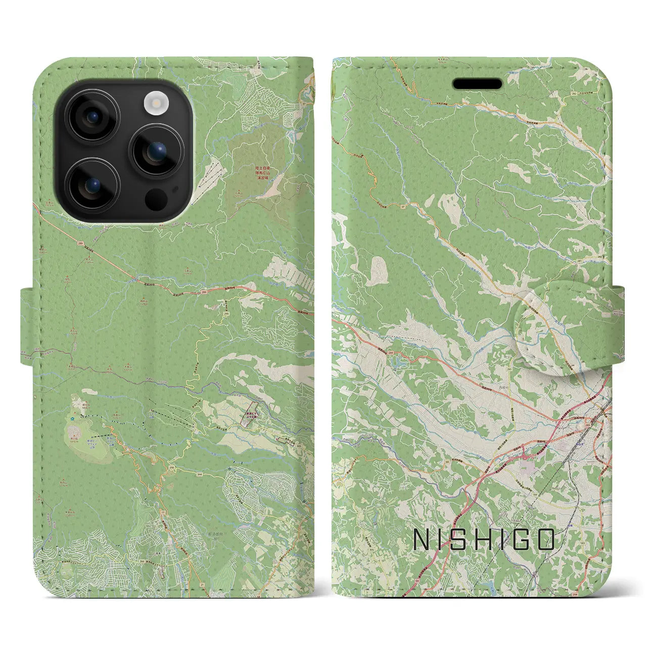 【西郷(福島県)】地図柄iPhoneケース(手帳タイプ)ナチュラル・iPhone 16 用