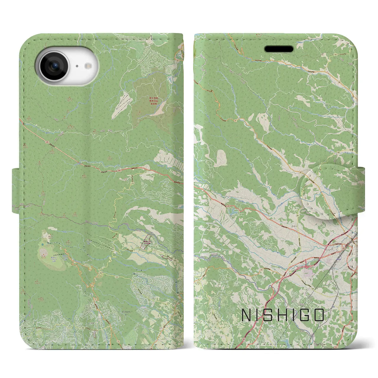 【西郷(福島県)】地図柄iPhoneケース(手帳タイプ)