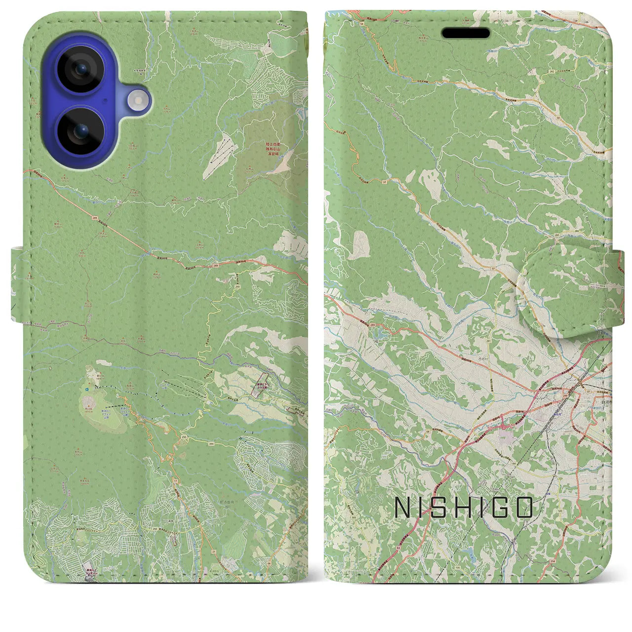 【西郷(福島県)】地図柄iPhoneケース(手帳タイプ)ナチュラル・iPhone 16 Pro Max 用