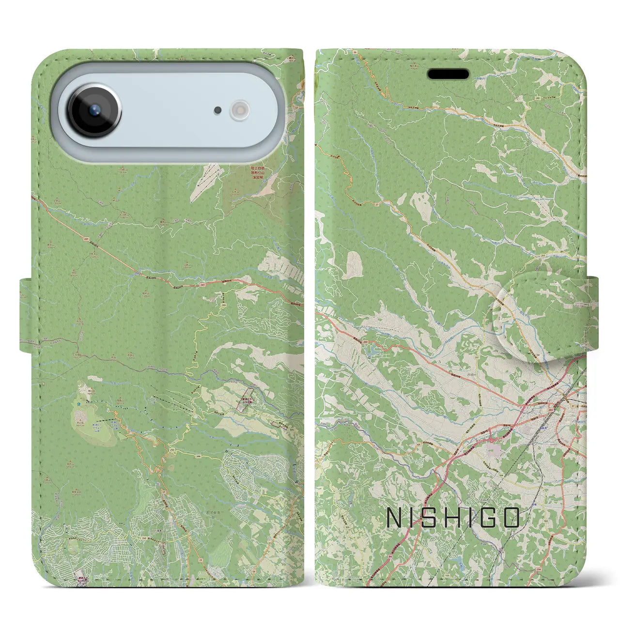 【西郷(福島県)】地図柄iPhoneケース(手帳タイプ)