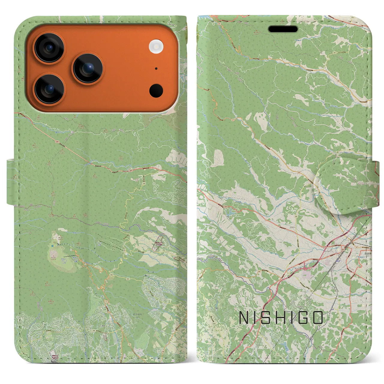 【西郷(福島県)】地図柄iPhoneケース(手帳タイプ)