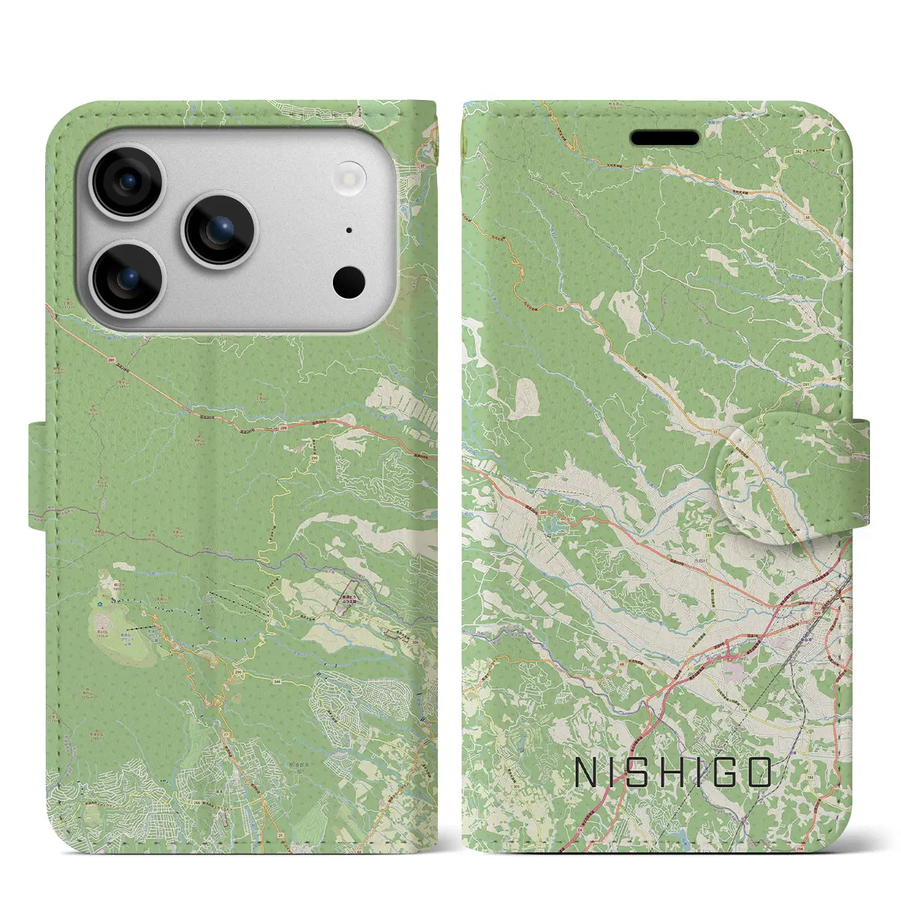 【西郷(福島県)】地図柄iPhoneケース(手帳タイプ)