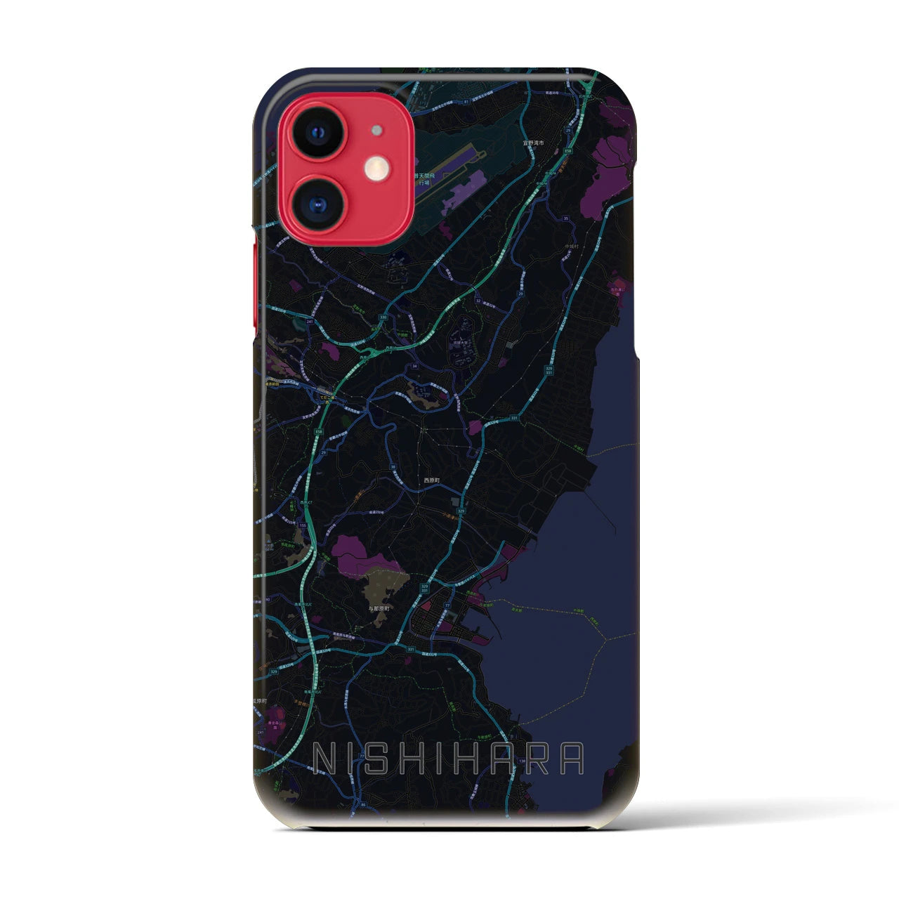 【西原(沖縄県)】地図柄iPhoneケース(バックカバータイプ)