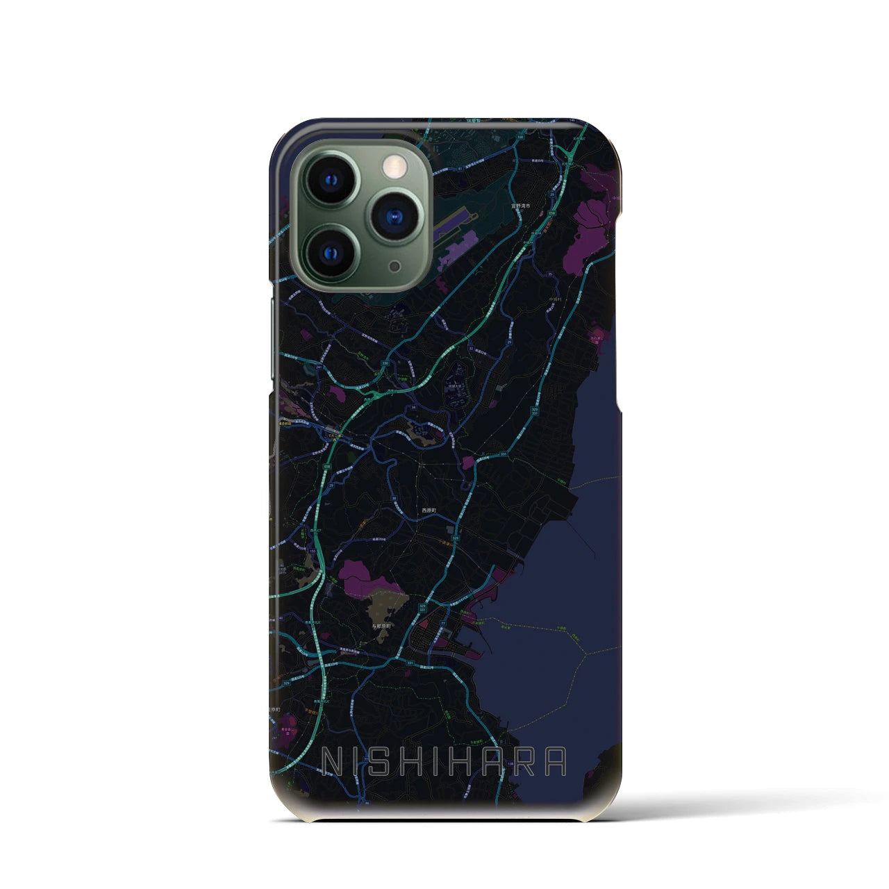 【西原(沖縄県)】地図柄iPhoneケース(バックカバータイプ)