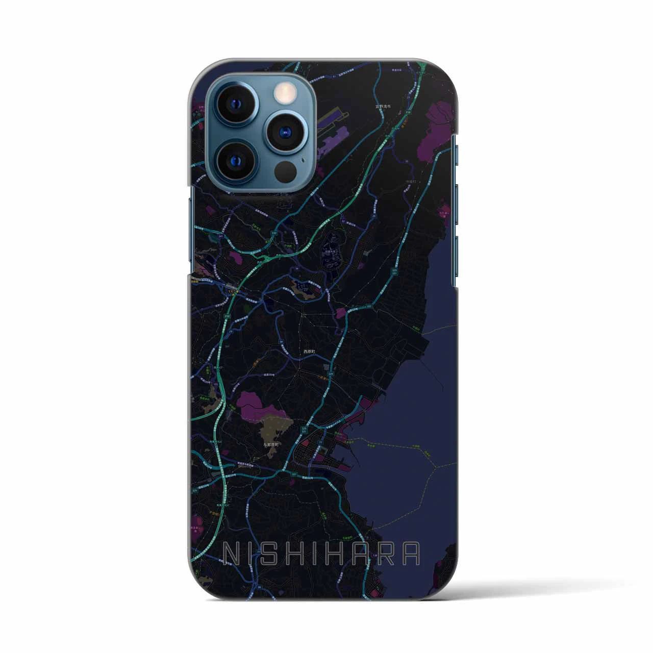 【西原(沖縄県)】地図柄iPhoneケース(バックカバータイプ)
