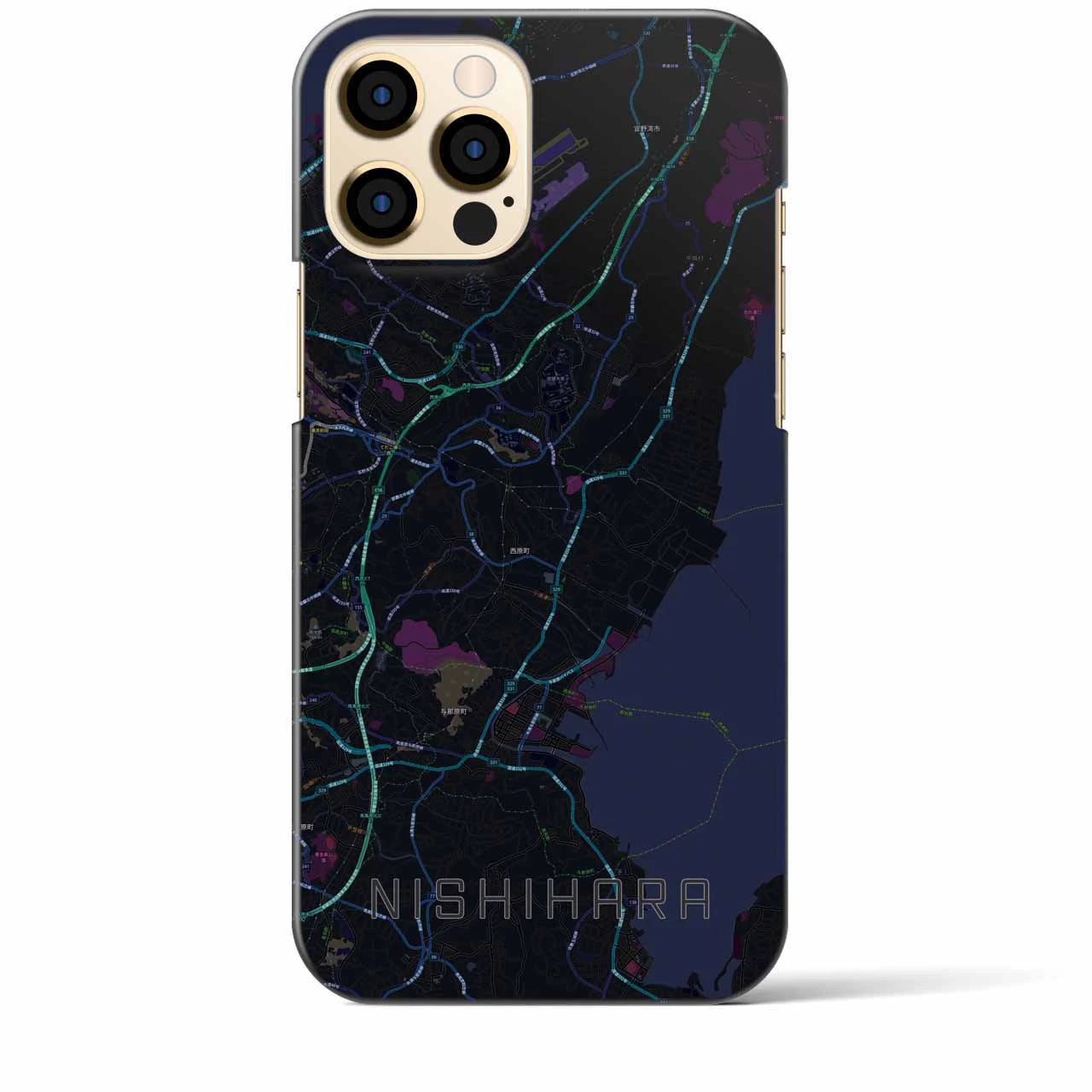 【西原(沖縄県)】地図柄iPhoneケース(バックカバータイプ)