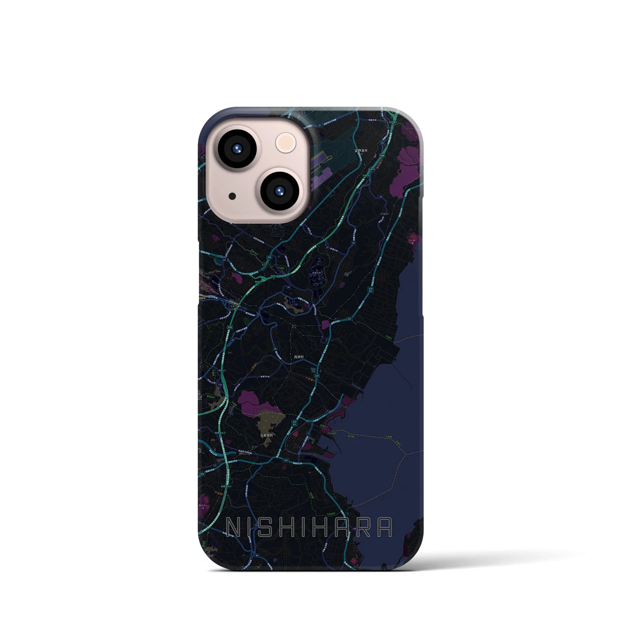 【西原(沖縄県)】地図柄iPhoneケース(バックカバータイプ)