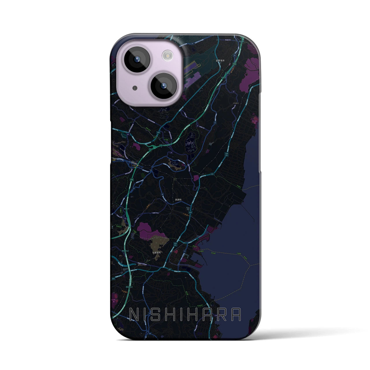 【西原(沖縄県)】地図柄iPhoneケース(バックカバータイプ)