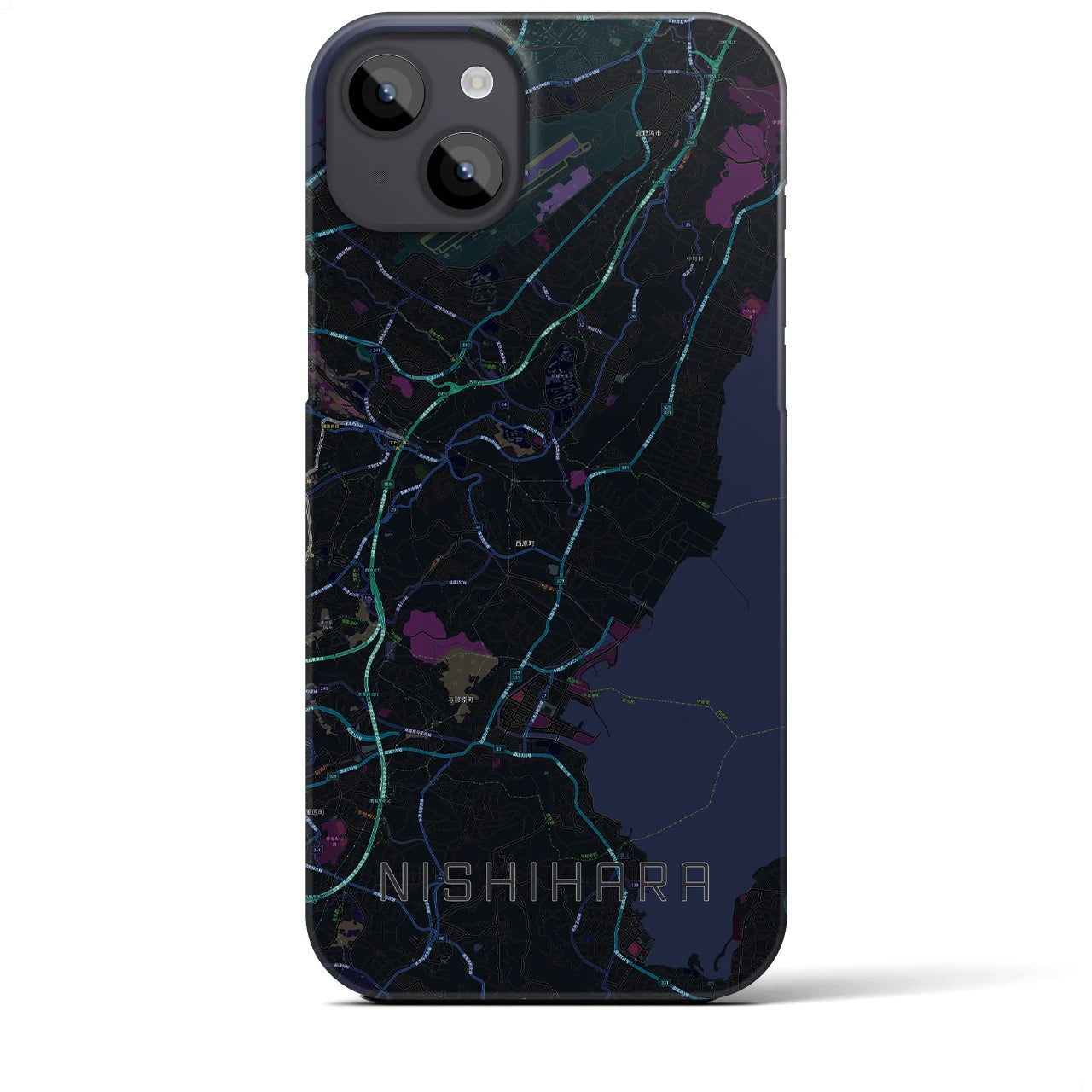 【西原(沖縄県)】地図柄iPhoneケース(バックカバータイプ)