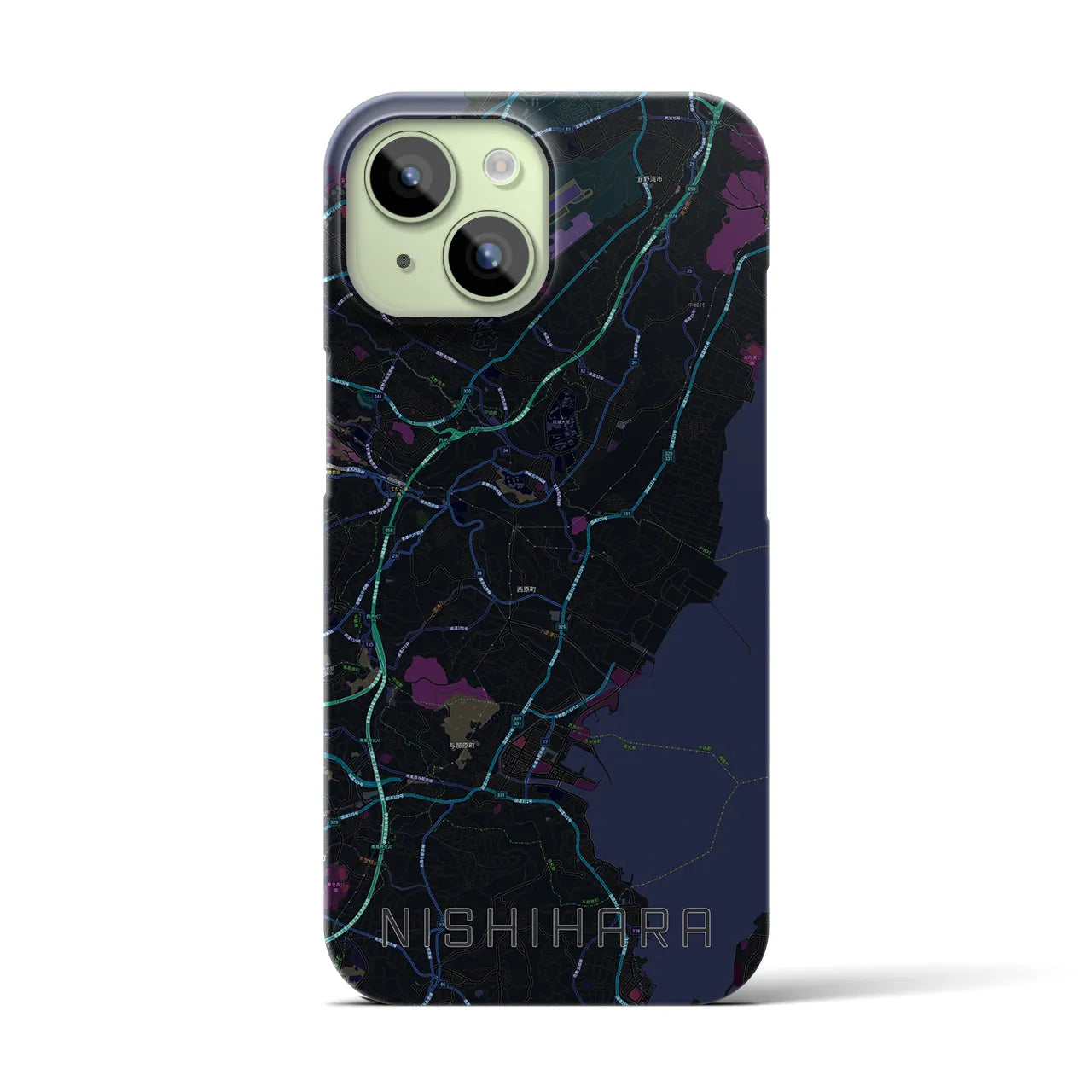 【西原(沖縄県)】地図柄iPhoneケース(バックカバータイプ)