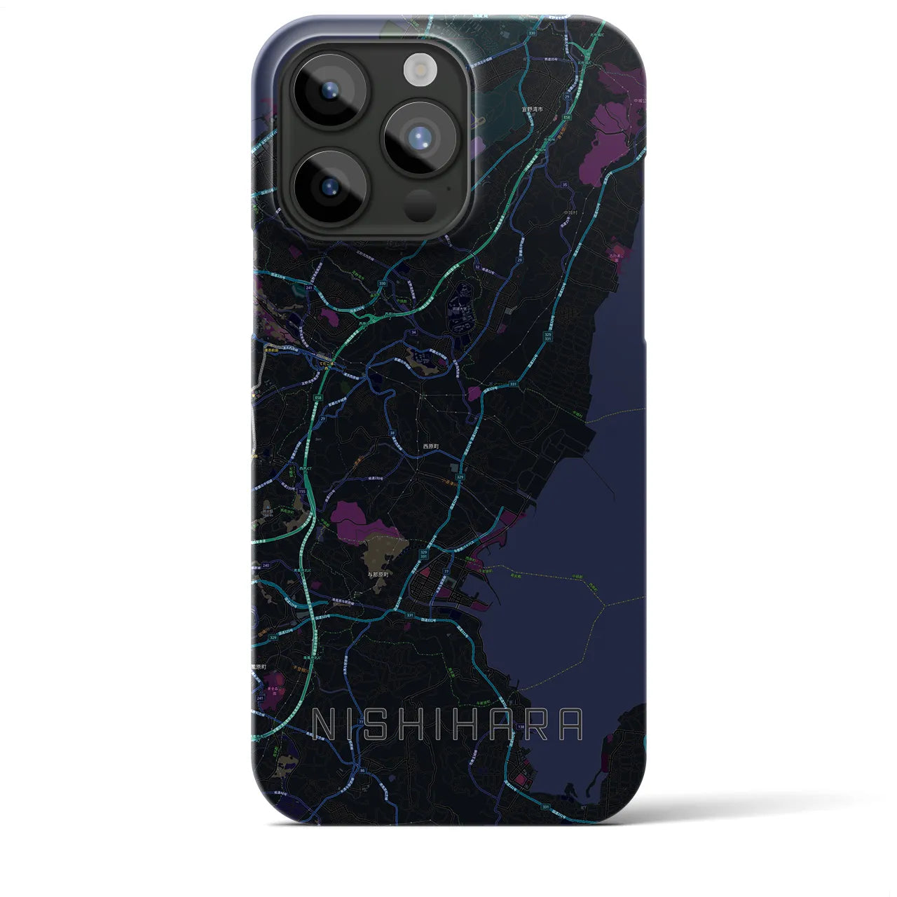 【西原(沖縄県)】地図柄iPhoneケース(バックカバータイプ)