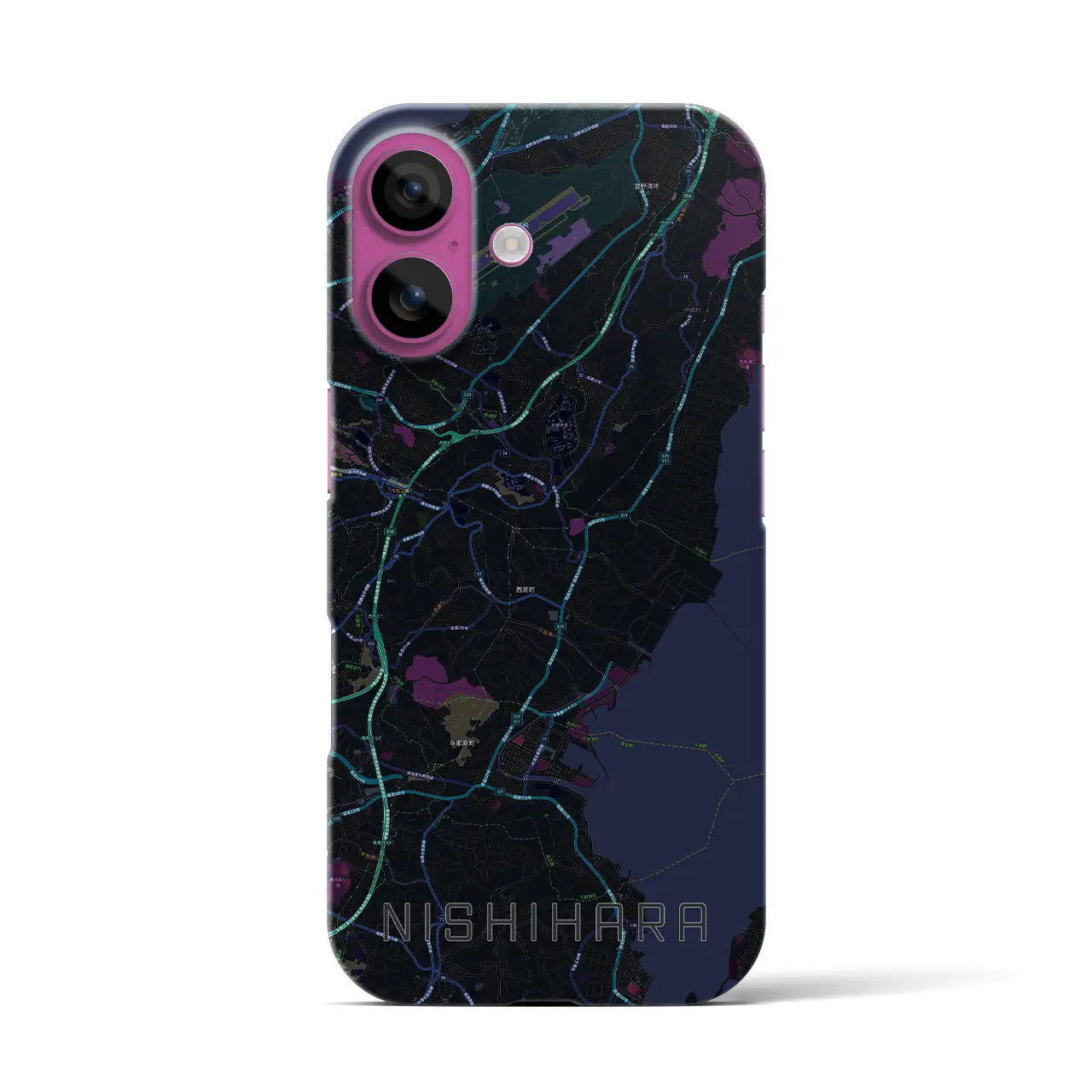 【西原(沖縄県)】地図柄iPhoneケース(バックカバータイプ)