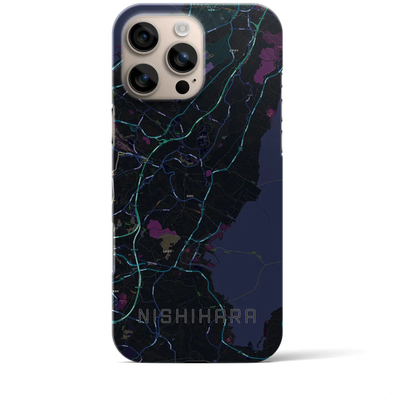 【西原(沖縄県)】地図柄iPhoneケース(バックカバータイプ)