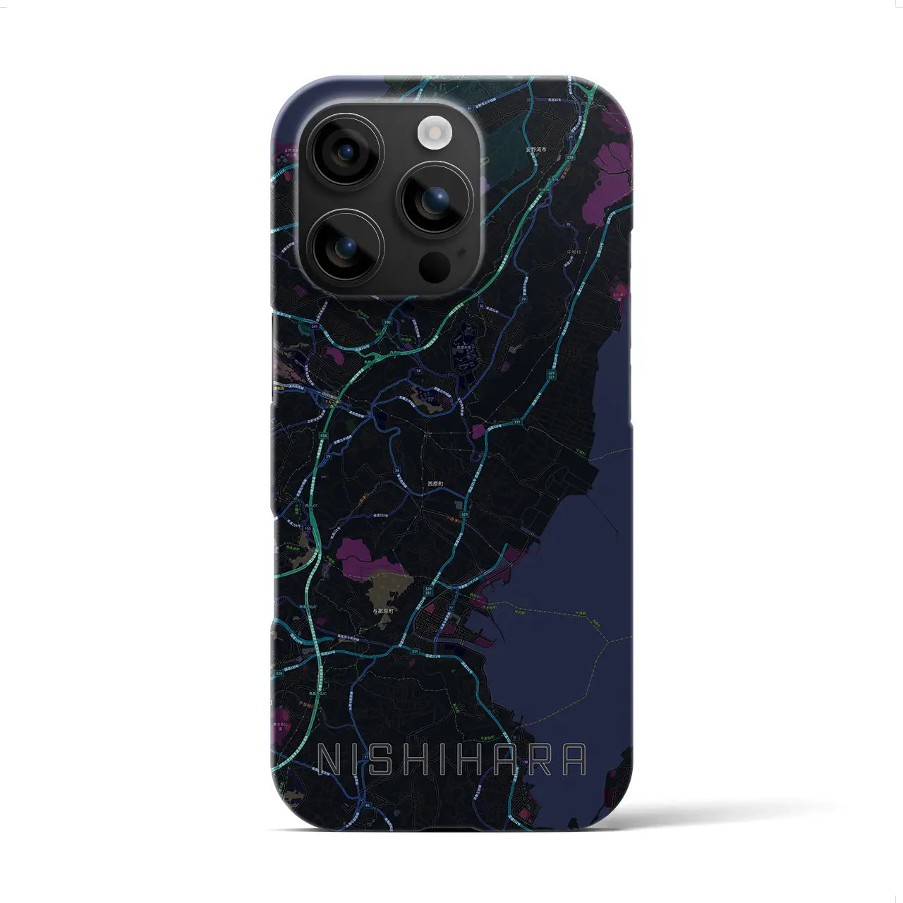 【西原(沖縄県)】地図柄iPhoneケース(バックカバータイプ)