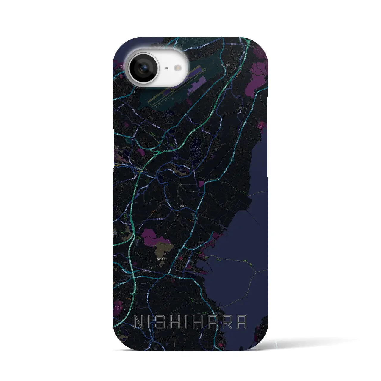 【西原(沖縄県)】地図柄iPhoneケース(バックカバータイプ)