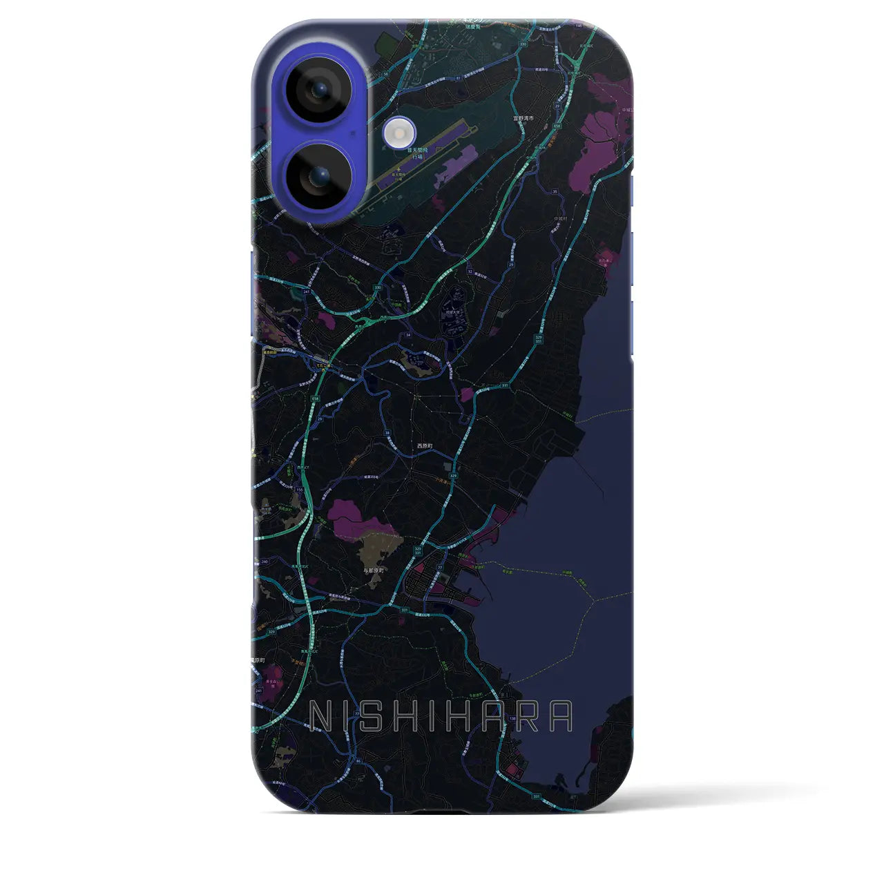 【西原(沖縄県)】地図柄iPhoneケース(バックカバータイプ)