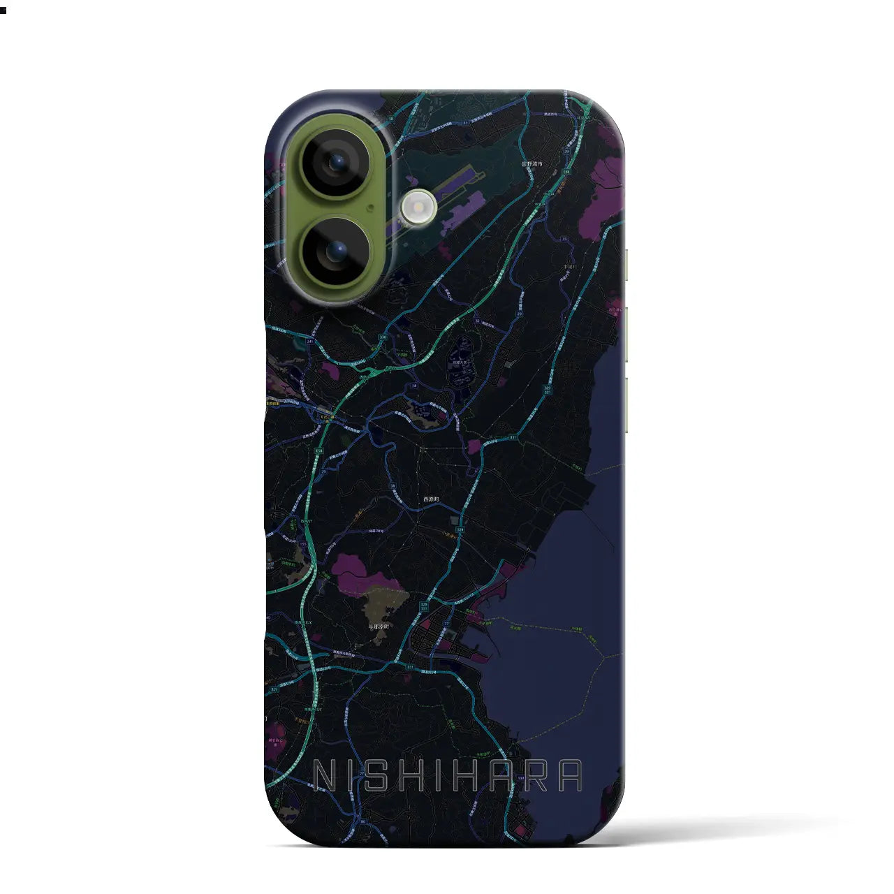 【西原(沖縄県)】地図柄iPhoneケース(バックカバータイプ)