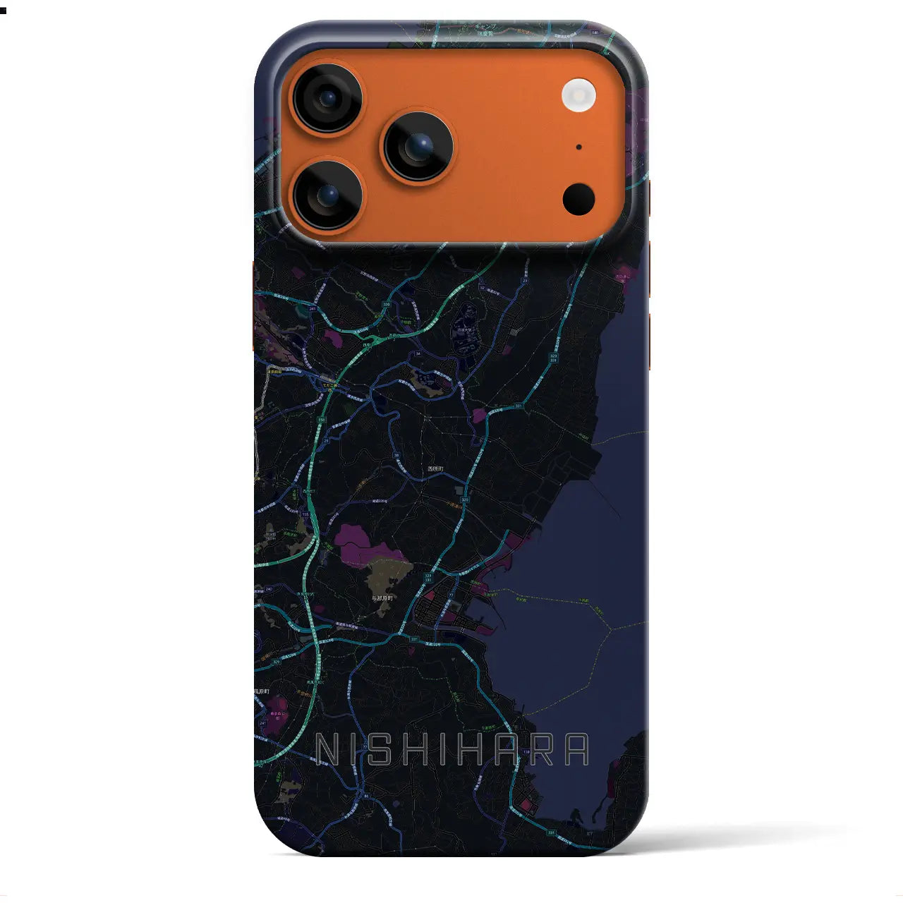 【西原(沖縄県)】地図柄iPhoneケース(バックカバータイプ)
