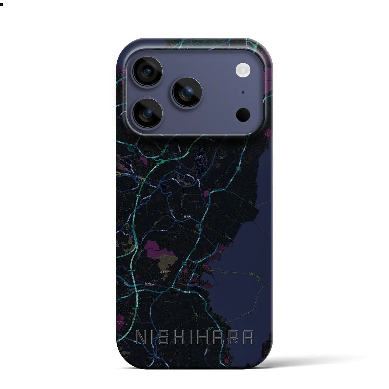 【西原(沖縄県)】地図柄iPhoneケース(バックカバータイプ)