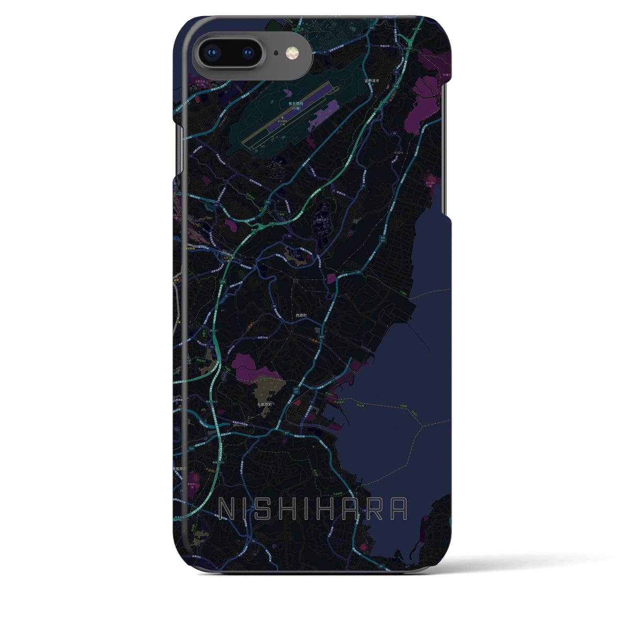 【西原(沖縄県)】地図柄iPhoneケース(バックカバータイプ)