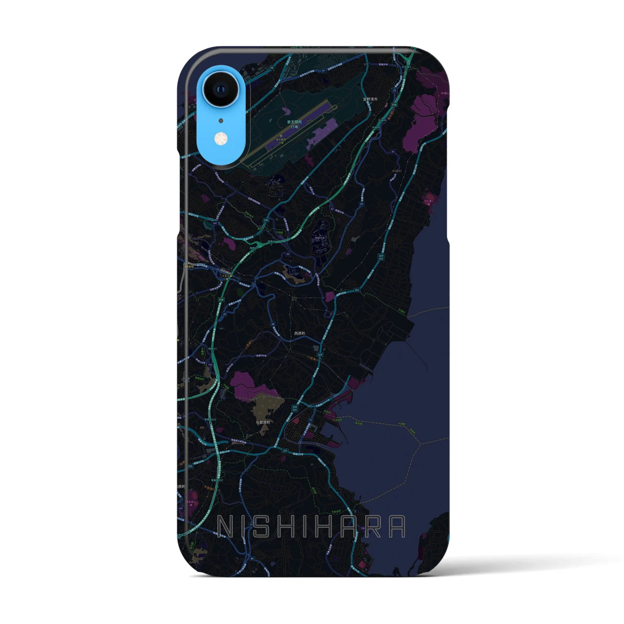 【西原(沖縄県)】地図柄iPhoneケース(バックカバータイプ)