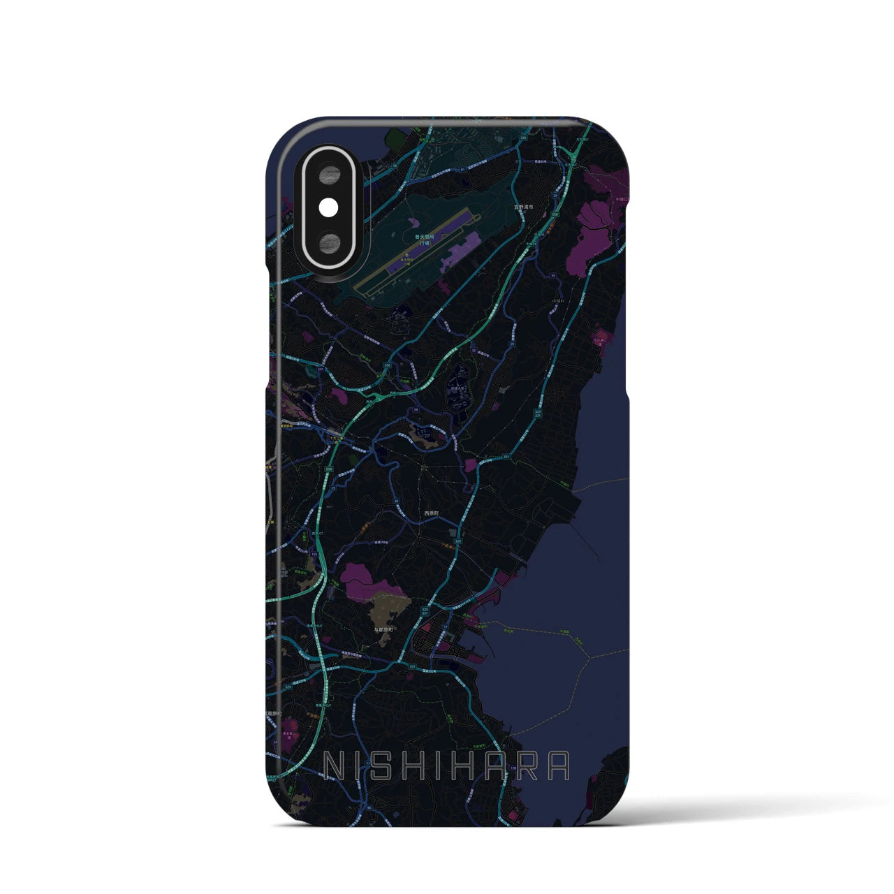 【西原(沖縄県)】地図柄iPhoneケース(バックカバータイプ)
