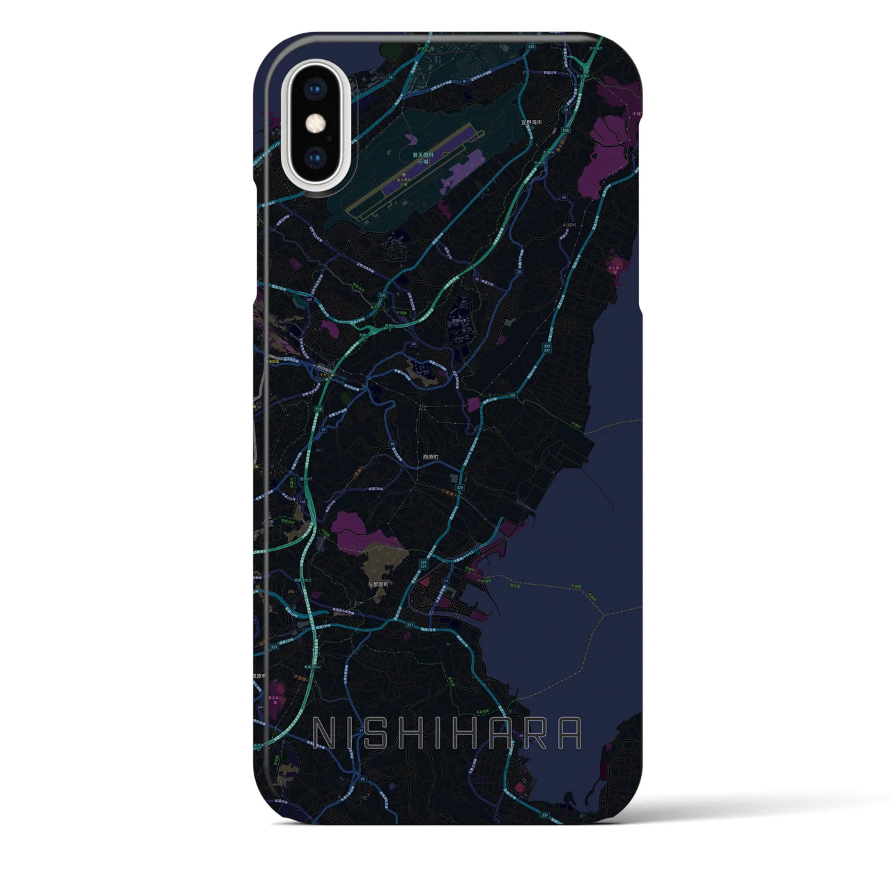 【西原(沖縄県)】地図柄iPhoneケース(バックカバータイプ)