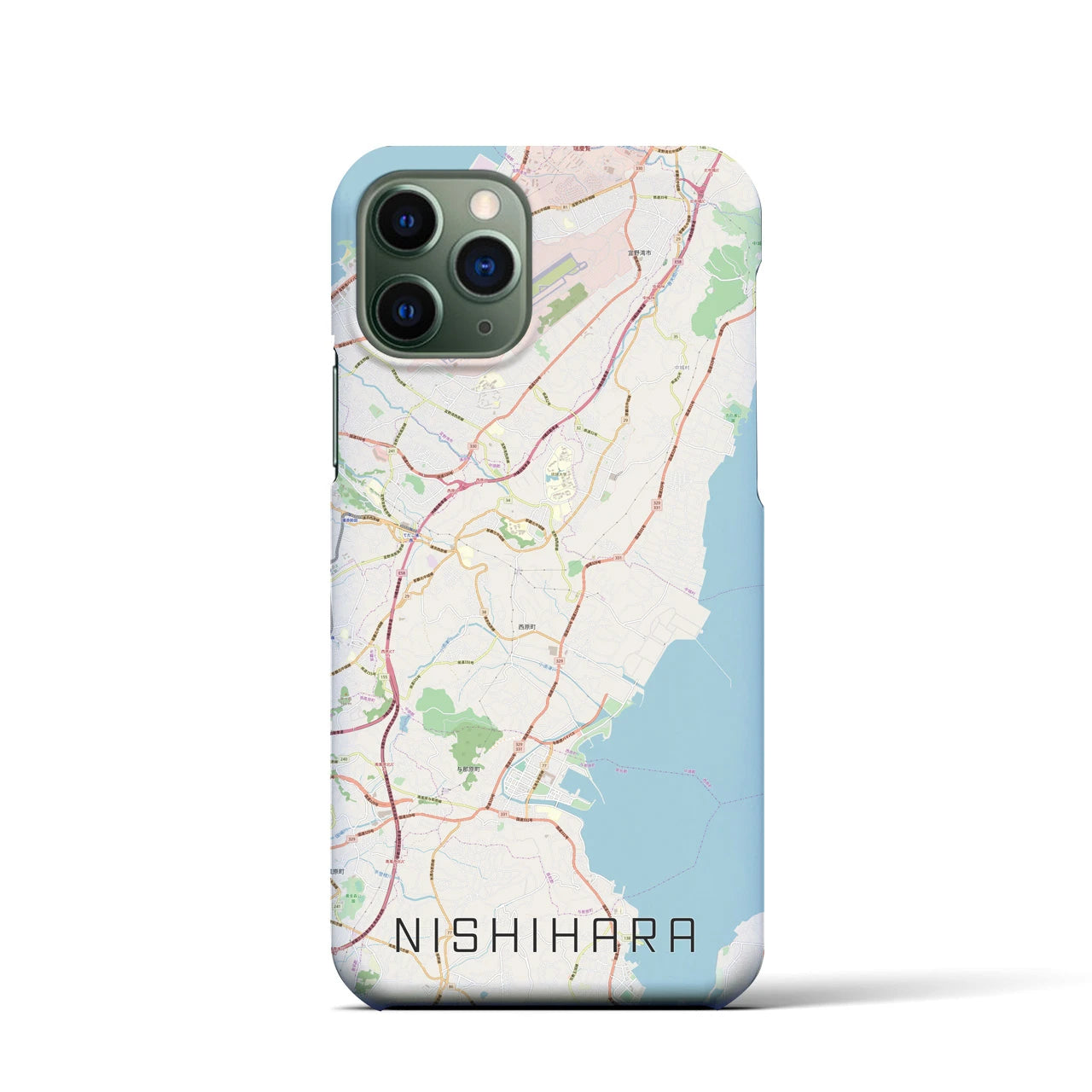 【西原(沖縄県)】地図柄iPhoneケース(バックカバータイプ)