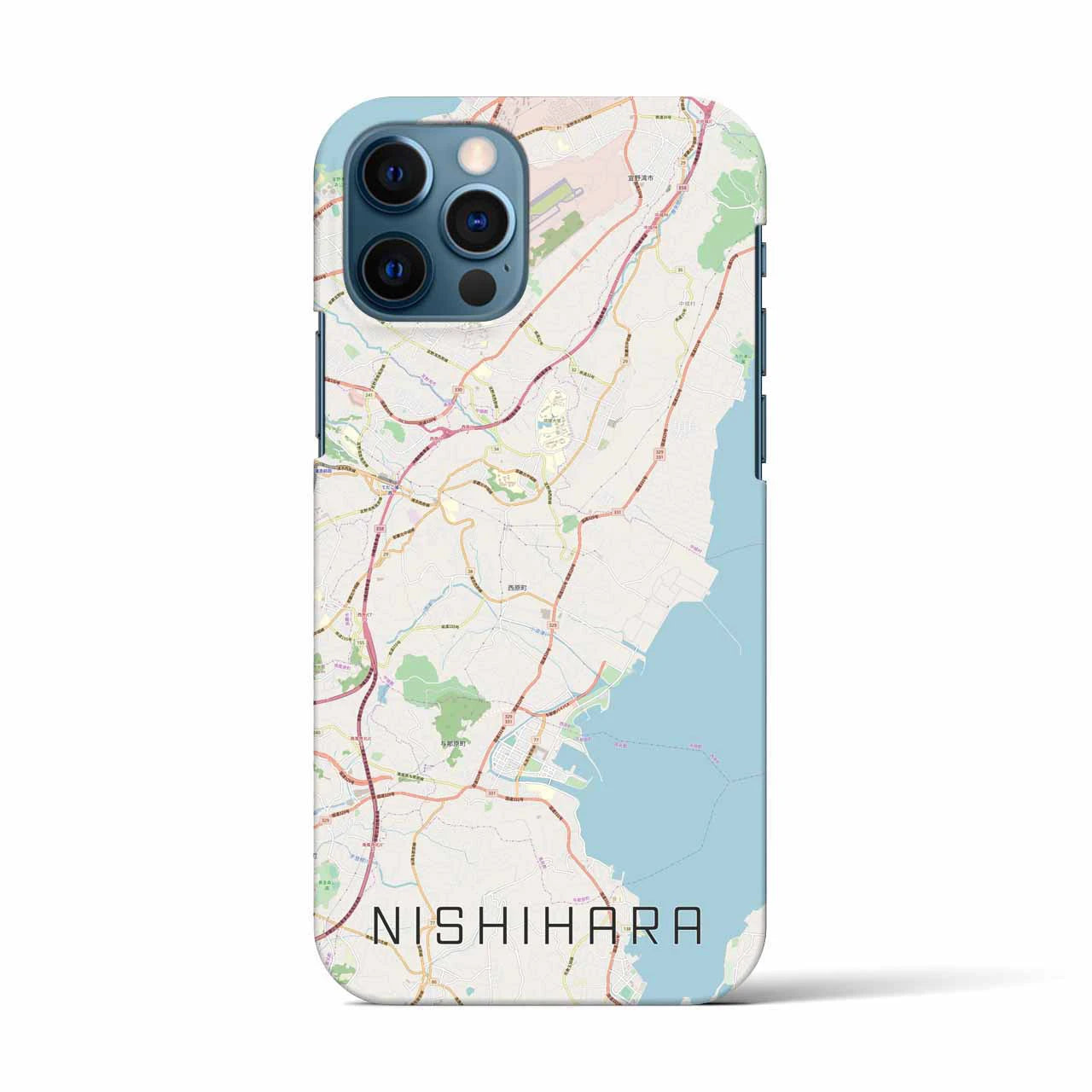 【西原(沖縄県)】地図柄iPhoneケース(バックカバータイプ)