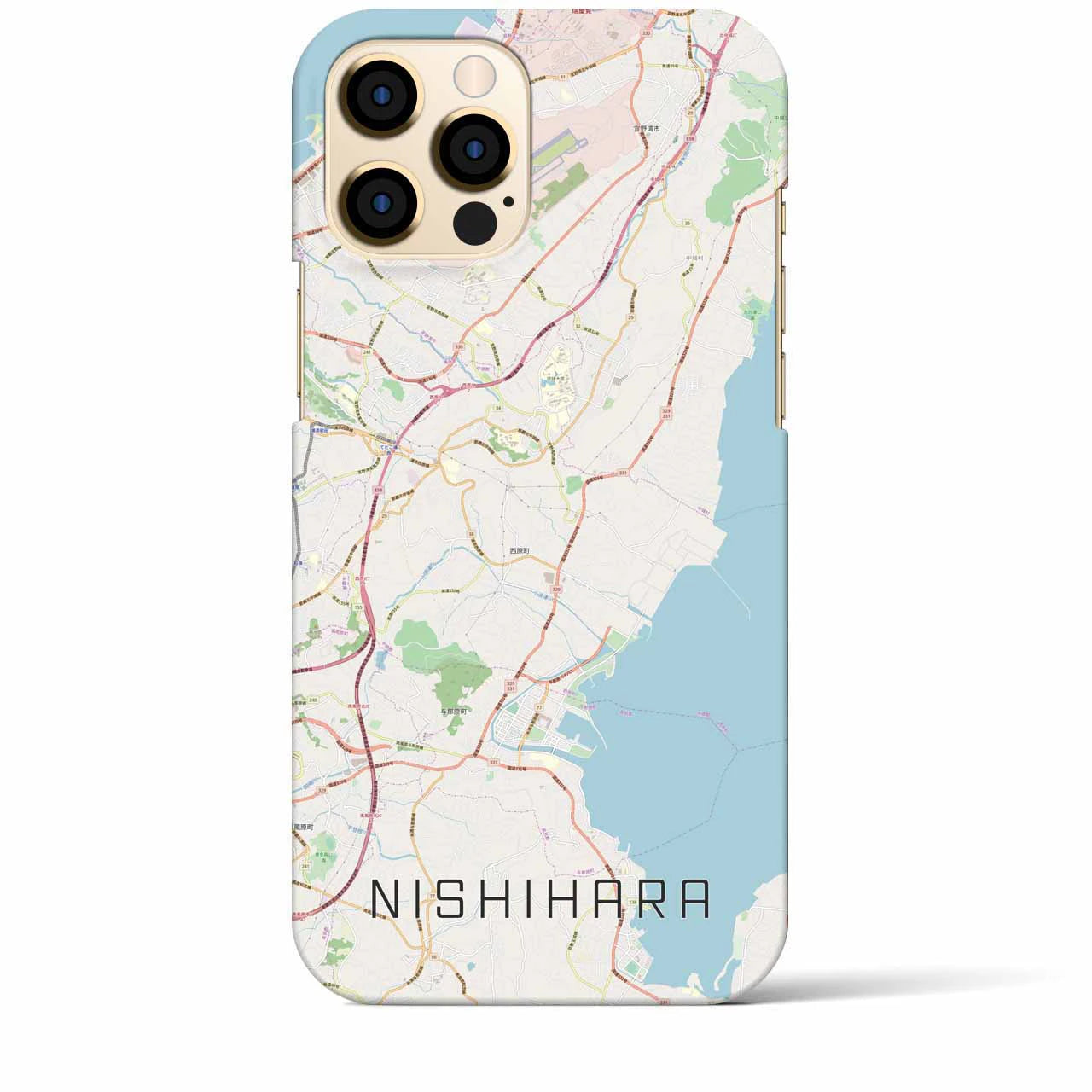 【西原(沖縄県)】地図柄iPhoneケース(バックカバータイプ)