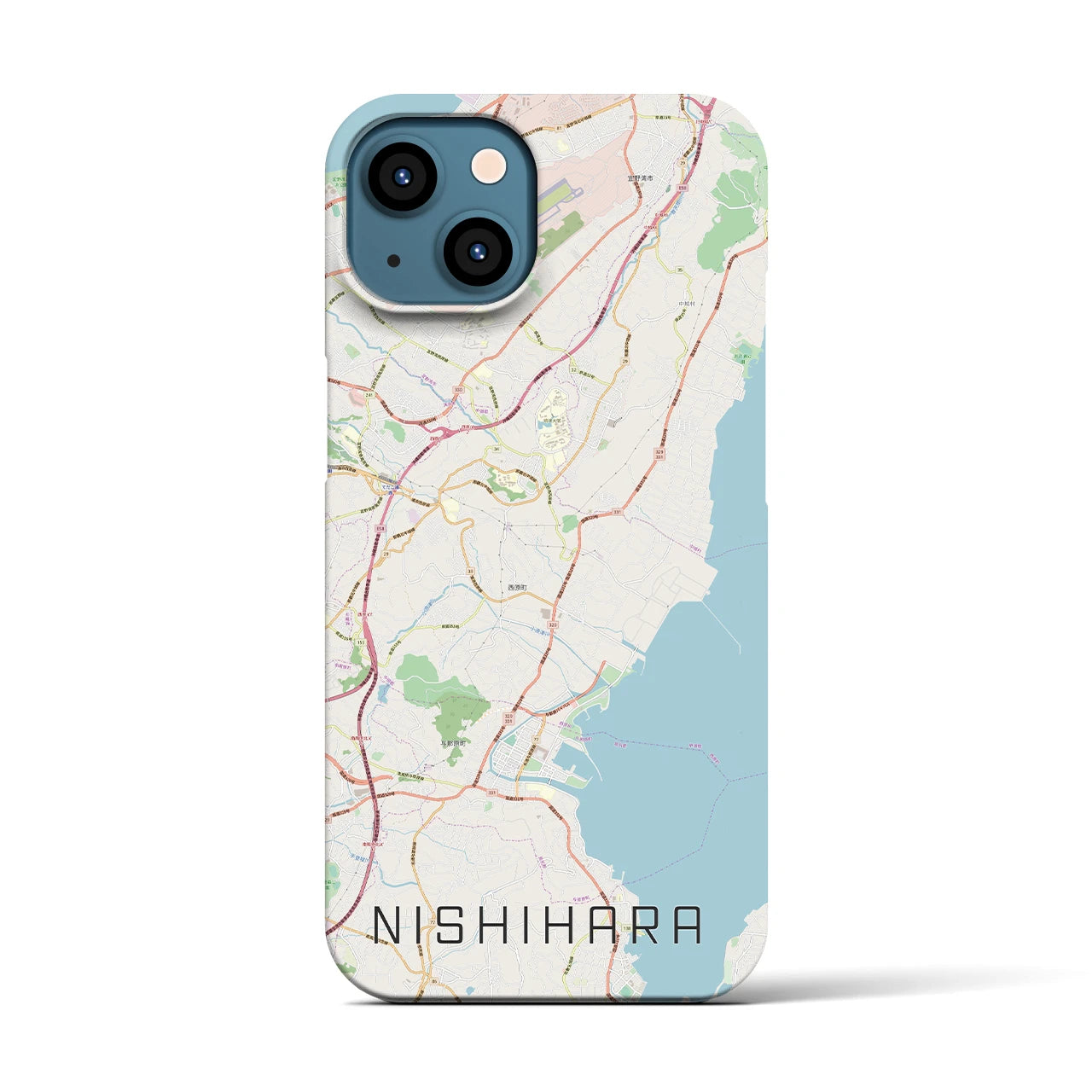 【西原(沖縄県)】地図柄iPhoneケース(バックカバータイプ)